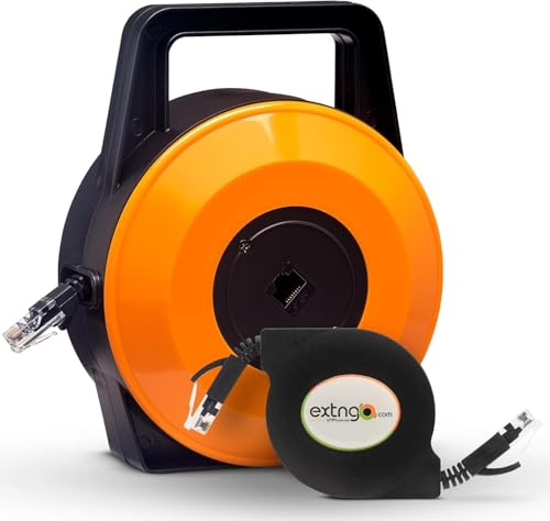EXTNGO Ethernet Cable, Cat 6 Ethernet Cable, Retractable Reel, 50 Feet