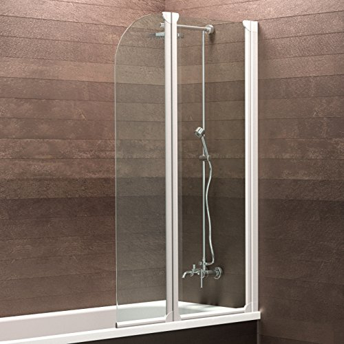 Schulte Duschwand Köln, 114x140 cm, 3 mm Sicherheitsglas klar, alpin-weiß, Duschabtrennung für Badewanne