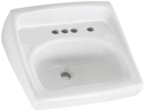 American Standard 0355.034.020 Lucerne Wall-Mount Lavatory Sink with 4-Inch Faucet Spacing and Extra Right Hand Hole, White