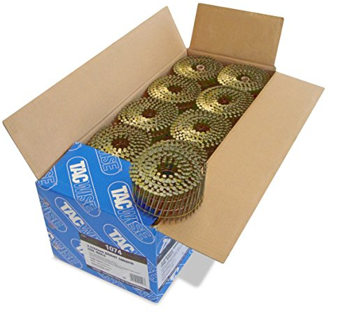 Tacwise 1074 Clous en Rouleau à Tête Plate de Type 2,5 / 64 mm, Pointe en Diamant, Tige Lisse, Acier Sans Protection, Inclinés à 16°, Reliés en Fil, Lot de 9000