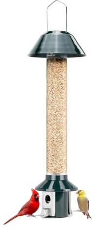 Roamwild PestOff Vogelfutterstation, Eichhörnchensicher, verschiedene Samen, Sonnenblumen-Herz-Version grün