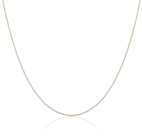 Rose Gold Plated Sterling Silver Fine Diamond Cut Curb 22 Inch Chain