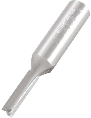 Trend Professional Straight Two Flute Router Cutter Bit, 1/2 Inch Shank, 6.3mm Cut Diameter, 25mm Cut Length, Tungsten Carbide Tipped, 3/22X1/2TC