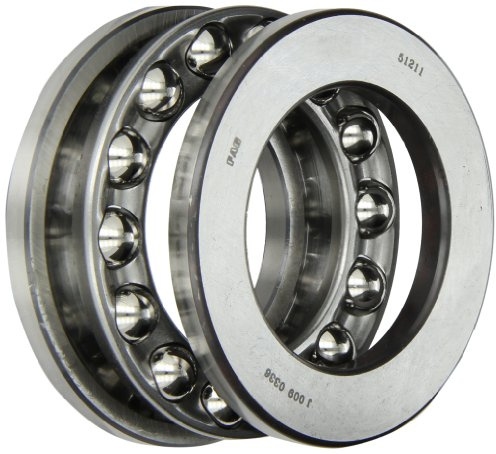 Fag 51211 scanalato Race cuscinetto di spinta, singola fila, aperto, 90 °, angolo di contatto in acciaio Cage, metriche, diametro interno 55 mm, diametro esterno 90 mm, larghezza 25 mm, rpm massima velocità di rotazione, 30500LBF capacità di carico statico, 13700LBF dinamica capacità di carico