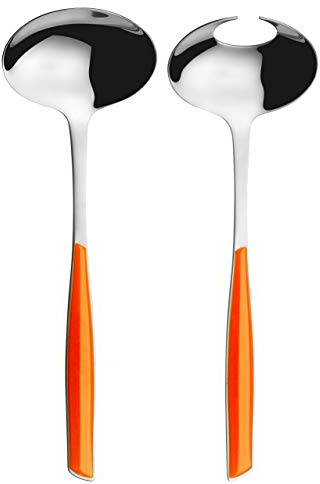 Bugatti GLOU-021F14/15 Glamour - Juego de cucharas para Servir Ensalada (Acero y plástico, 16 x 26 x 3 cm), Color Naranja