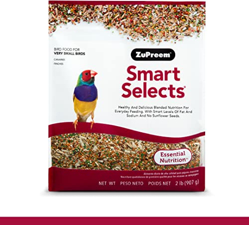 ZuPreem Smart Selects Everyday Feeding Bird Food for Very Small Birds, 2 lb bag | Made in USA for Canaries, Finches