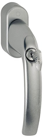 HOPPE 10763941 Fenstergriff ATLANTA mit Sperrzylinder | Edelstahl Effekt | sperrbar mit Schlüssel | Vierkant 7x32-42