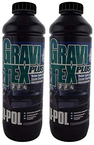 Gravitex U-Pol Black Professional Stone Chip Protector 2 x 1 Litre Underbody, Vehicle Stone Chip Protection Primer Can be Over Painted
