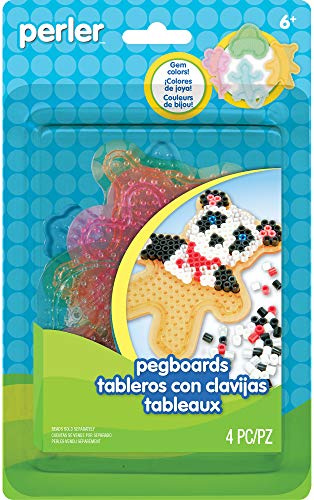 Perler Beads for Kids Crafts Clear Pegboards Fun Shapes, 4pc.