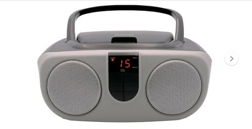 Sylvania SRCD243 Portable CD Player with AM/FM Radio, Boombox (Silver)