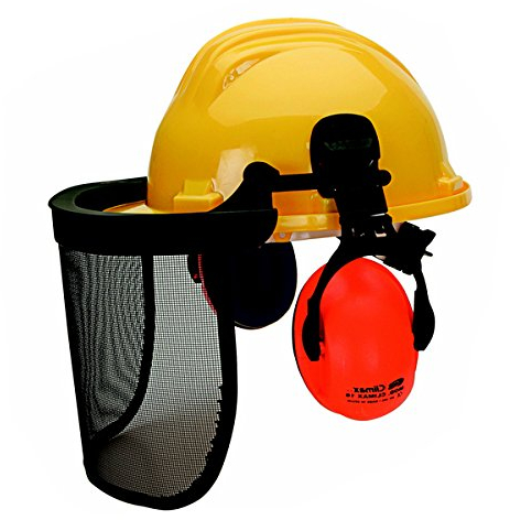 Obra con cara y protección auditiva CASCO CASCO forestal red amarillo
