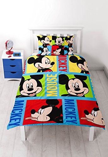 Disney Mickey Mouse Bright Rotary Print Duvet Set, Polyester, Multi-Colour, Single