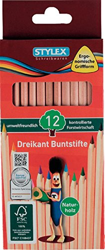 Unbekannt Stylex 12 Buntstifte Naturholz aus FSC-Holz