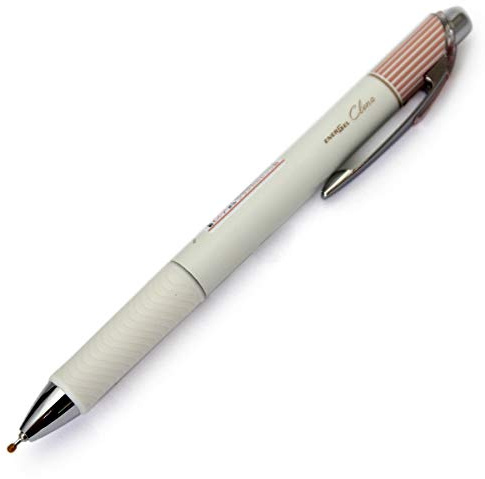 Pentel Energy Retractable Liquid Gel Pen, 0.4mm Micro Fine Tip, Needle Tip, Black Ink, Classic Pink Body (BLN74LP-A)