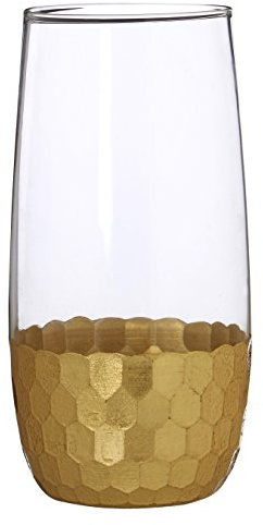 Premier Housewares - Set di 4 bicchieri alti da Martini a nido d'ape, 240 ml, trasparenti, 7 x 7 x 15 cm, colore: oro