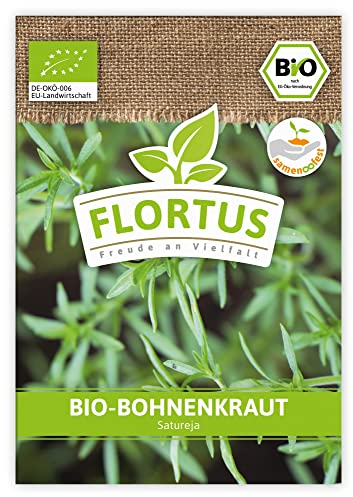 FLORTUS BIO Bohnenkraut | Kräutersamen | Bohnenkrautsamen | Bio Saatgut aus Pflanzensamen | Samen zur Anzucht für Garten, Balkon, Küche & Fensterbank