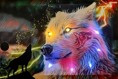 Samarkand - Lights LED Bild mit Beleuchtung LED - Bilder Leinwandbild Leuchtbild Wandbild mit Beleuchtung WOLF/BUNT