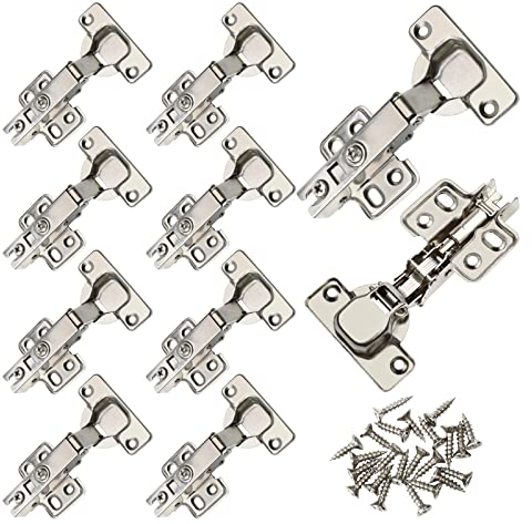 CVIUYO 10 Pcs 35mm Soft Close Concealed Kitchen Cabinet and Wardrobe Door Hinges, 90-110 Degree Full Overlay with Screws