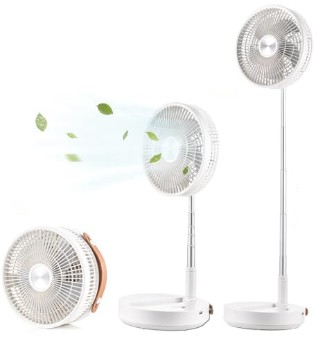 CalmGeek Ventilateur Silencieux, 10800mAh USB Ventilateur de Table, Portable Réglable Pliable Télescopique Ventilateur avec Télécommande, 4 Vitesses du Vent, Oscillant à 180° Ventilateur