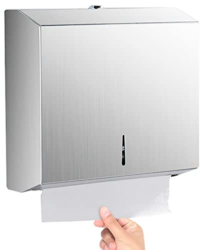 TOTSUN Paper Towel Dispenser, Commercial Paper Hand Towel Dispensers Stainless Steel Wall Mounted, for 250 to 400 Sheets