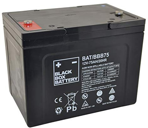 12V 75Ah Black Box Sealed Lead Acid Mobility Scooter Battery
