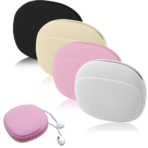 Funda de silicona para auriculares, 4 unidades, resistente al agua, funda para auriculares, bolsa de almacenamiento pequeña para auriculares, cable de datos USB, cable de carga, auriculares
