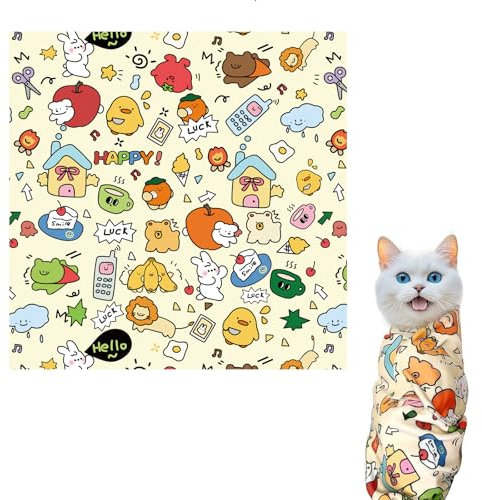 UEPOA Katzenpflege Wickeltuch, 55x55 cm Katzenpflege Wrap Weich Selbsthaftend Cat Wrap Katzen Beruhigung für Katzen zum Krallenschneiden für Medikamente