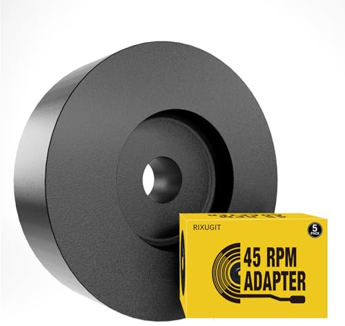 5-Pack 45 RPM Record Adapter - Black Record Adapter for 7 Inch Vinyl Record Players and Technics Turntables, Solid Aluminum Dome 45 Adapter, Record Player Accessories