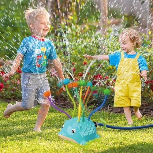 Vattensprinkler barn utomhus, grässprinkler leksak med vinglande slangar, trädgårdsslang anslutning, sommar vattenleksak för trädgård och gräsmatta, från 3 år (igelkott)