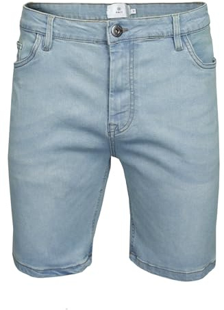 Xact Short Jean Homme Stretch Bermuda Coupe Droite 5 Poches Zip Été Casual Denim Regular Fit (Light Blue Wash) 34
