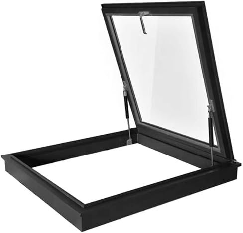 Lucernario da tetto finestra da tetto in alluminio finestra da tetto di uscita lucernario per luce in cantina lucernario con ventilazione manuale con vetro temperato a doppio strato,700X700mm