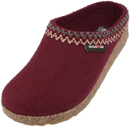 HAFLINGER Grizzly Zigzag Felt Clog Unisex Wool Wine Red (Bordo 9) EU 40