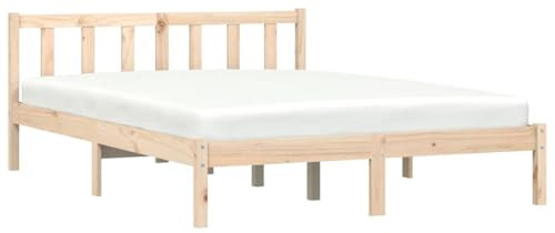 vidaXL Sängram Naturfärg 152 x 203 cm Massiv furu
