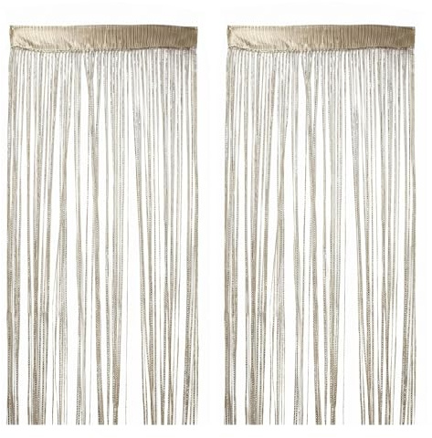 WestCH 2 Pezzi Tenda a Fili in Pannelli per Porte, Tenda a frange 100cm x 200cm, con Canale per Asta, Divisorio Decorazioni, per Porte Finestra Evento Decorazione, Champagne