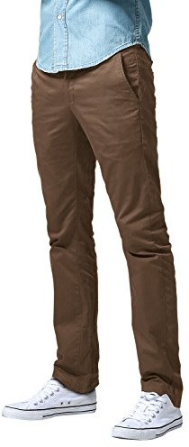 Match Men's Tapered Flat Front Casual Chino Pants (30, Light Brown)
