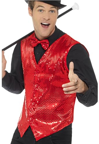 SMIFFYS Gilet con paillette, Rossa Halloween, Carnevale