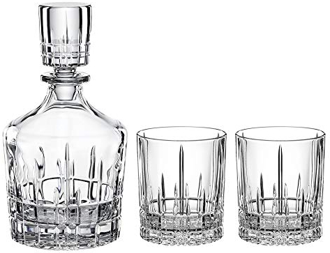 Spiegelau Whisky Set 3-teilig, Karaffe 750 ml mit 2 Whiskygläsern 368 ml, Perfect Serve, 4500198, Whisky Geschenkset aus Kristallglas, spülmaschinenfest