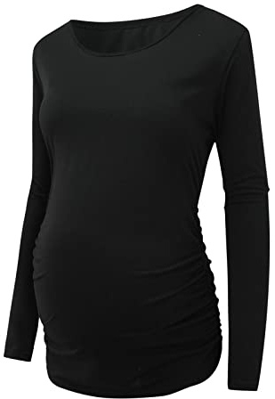 Tee Shirt Femme Enceinte Hiver Atuomne Haut Manche Longue Maternité | Chemise Femme Enceinte Printemps a la Mode Maternité Grossesse Tunique Tops Blouse Solide