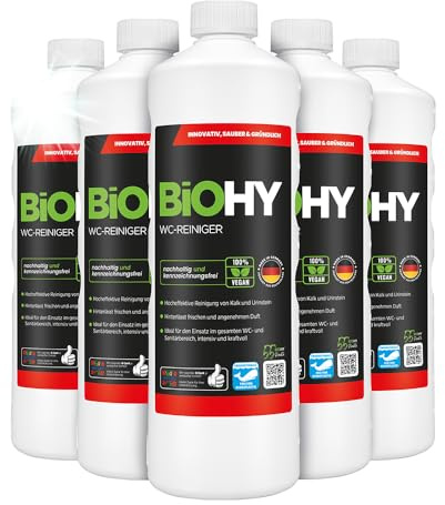 BiOHY WC-rengörare (6 x 1l flaska) | EXTRA STARK | Professionellt ekologiskt koncentrat | Viskös rengöringsgel | Perfekt mot urinsten (WC-Reiniger)