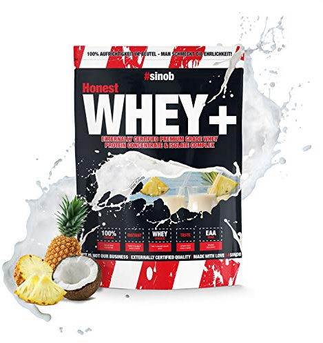 #sinob Protein Pulver (Pina Colada) - Whey Protein Pulver Mit 12,5% Isolat, Markenrohstoff Volac, viele Geschmacksorten und Super Löslichkeit aus Weidehaltung - Hochwertiges Eiweißpulver