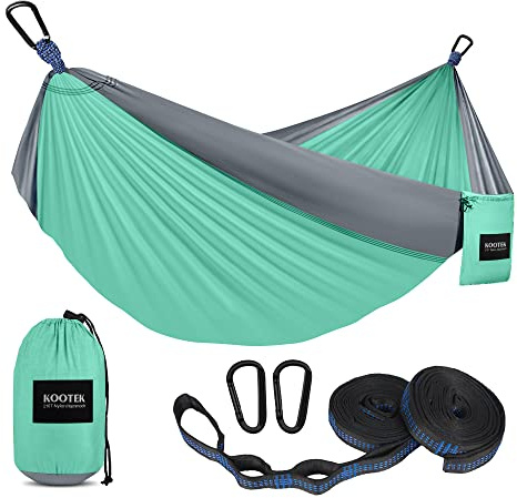 Kootek Camping Hammock 500 lbs Capacity, Portable Hammocks with Tree Straps & Attached Carry Bag, Camping Essentials Gear, Perfect for Outside Indoor Hiking Beach Backpack Travel