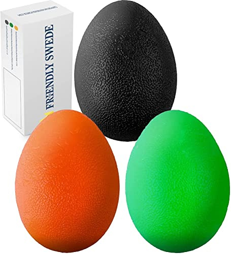 The Friendly Swede Pelotas en Forma de Huevo para Ejercicios y Rehabilitación de Manos y Dedos (3 Niveles de Resistencia) (Tamaño L)