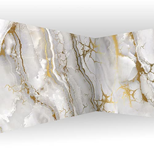 murando - selbstklebende Eckfototapete Marmor Stein 539x250cm Foto Tapete Tapetenfolie Möbelfolie Wandverkleidung Wandtapete MotivtapetenSchlafzimmer 3d Effekt Marmoroptik Steinwand gold f-C-10015-a-a