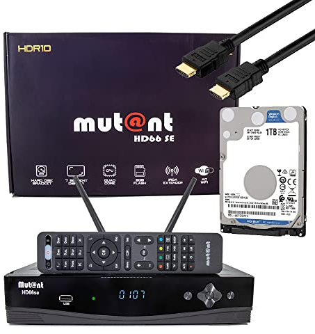 Mutant HD66 SE UHD 2160p E2 Linux Receiver mit 1x DVB-S2 & 1x DVB-C/T2 Tuner, PVR, WiFi + 1TB Festplatte