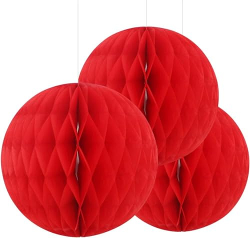 Paper Honeycomb Balls (Pack of 3) Christmas Tree Decorations Birthday Wedding Baby Shower (12 (30cm), Coral)