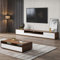 POVISON TV Lowboard für Wohnzimmer 180cm weiß, TV Schrank modern Fernsehtisch aus Holz, niedrige Multimediakonsole mit Schubladen, offener Stauraum, Walnussfurnier, komplett montiert