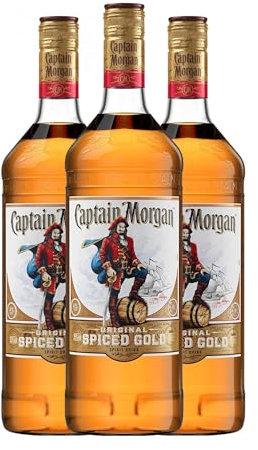 Ron Captain Morgan Spiced Gold Botella Misil 1 L (Caja de 3 Botella Misil de 1 L)