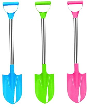 Eyccier 3pcs Schneeschaufel für Kinder Beach Spaten für Kinder Edelstahl Griff Strandschaufeln Plastikspatenschaufeln Schneewerkzeugschaufeln