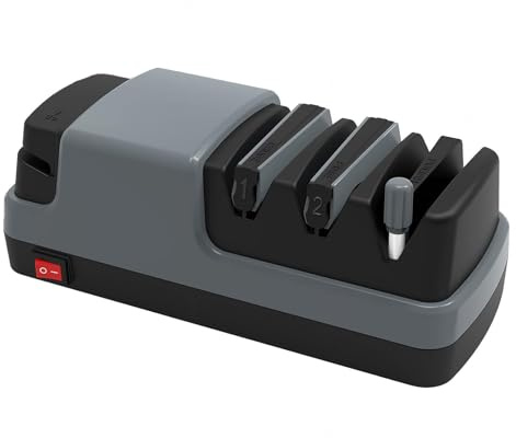 Affilacoltelli Professionale Elettrico, 4 in 1 Knife Sharpener, Con Abrasivi Diamantati Al 100% E Guide Angolari Di Precisione Acciaino Professionale,Gray