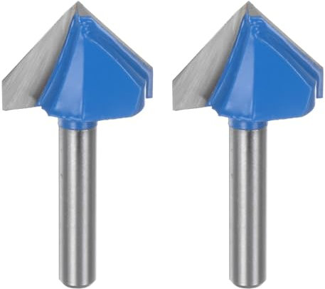 QUARKZMAN 2pz Fresa per Router 1 Dia 1/4 Attacco 90 Gradi Fresa a Candele Tipo V in Carburo per Lavorazione Legno Falegnameria Incisione Bordi Rifilatore Cutter Strumenti